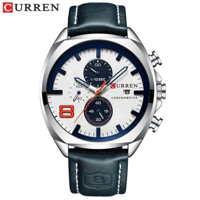 China Curren Date 8324 Men Wristwatches Automatic Classic Leather Strap Business Quartz Watch Waterproof Fashion for sale