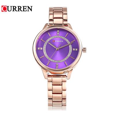 China Wholesale Price Curren Day/Date Watches 9006 Strap Diamond Watch Women Rose Gold Steel Strap Girls Watch Buckle Watch for sale