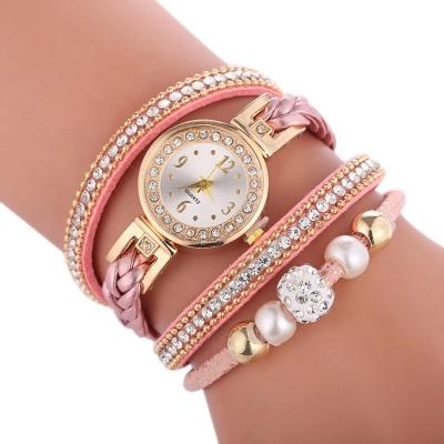 China Day/Date Factory Sell WW016 Ladies Wrap Watch Rhinestone Pearl Numbers Fashion Luxury Women Dress Wrist Watch for sale