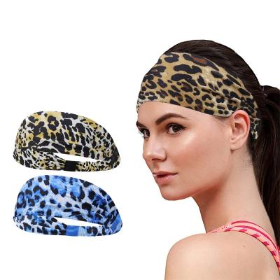 China Wholesale Running Custom Wide Band Sports Custom Elastic Sweatband Fashion Leopard Print Hair Women Hair Yoga Headbands for sale