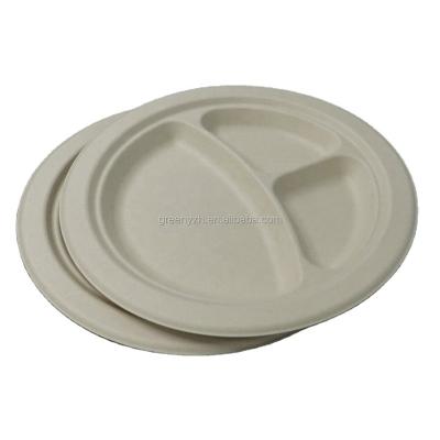 China Bioadegredable / Non-Toxic / Water And Oil Proofing / Eco-friendly Biodegradable Packaging Compostable Disposable Food Container Bagasse Dish 3 Compartment Dishes Dishes for sale