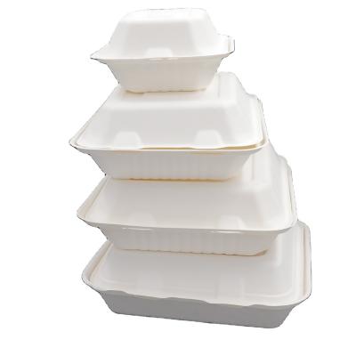 China Eco Friendly Disposable Bagasse Biodegradable Lunch Box Packaging 9x6 Inch Lunch Box For Takeout Food for sale