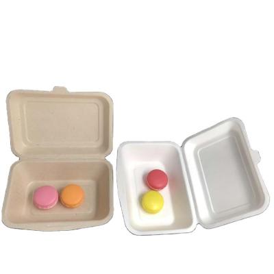 China Hotsale Disposable Compostable Bagasse Pulp Hamburger Box for sale