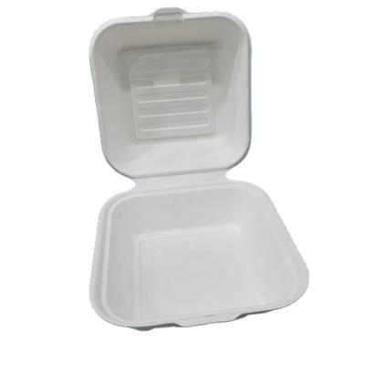 China Disposable Food Packaging Bagasse Sugar Cane Clamshell Box Clamshell Takeout Container for sale