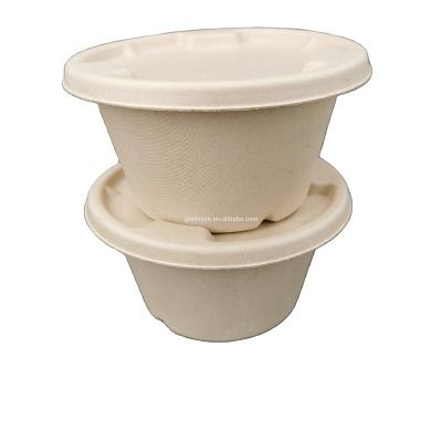 China Wholesale Eco Friendly Biodegradable Hot Soup Bowls With Lids Bagasse Pulp Biodegradable Food Container for sale