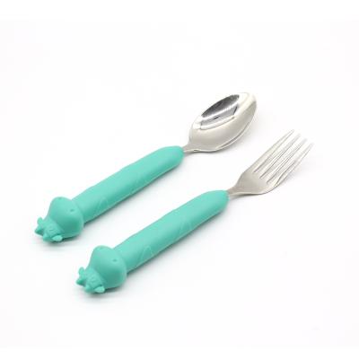 China Amazon BPA Free Food Grade Stainless Steel Silicone Feeding Spoon Hot Selling Baby for sale