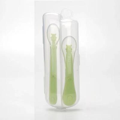 China High Quality And Low Price BPA Free Food Grade Portable Baby Spoon Set Best Feeding Silicone for sale