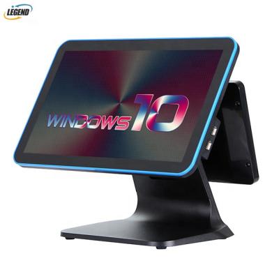 China Plastic Case+Aluminum Alloy Stand Dual 15.6 Inch Screen Retail POS System All-in-one for sale