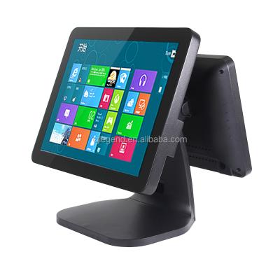 China Aluminum Alloy Dual 15 Inch Screen POS Machine POS System All In Best POS Terminal For Restaurant for sale