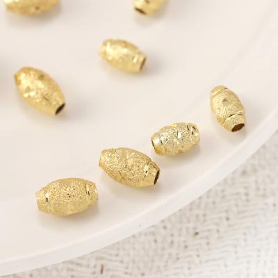 China Environmental Friendly Beads Letters Sand Gold Bucket Beads For Jewelry Making Sand 18k Gold Filled Necklace Brass Modern Tribal Beaded Jewelry for sale