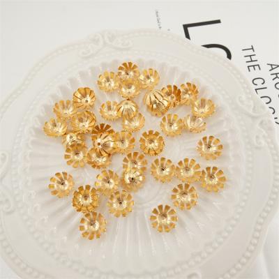 China Environmental Friendly Bead Capends 18K Copper Plating Gold Star Pentagon Charms For Bracelet Jewelry Making Custom Petals Beadcaps Bulk for sale