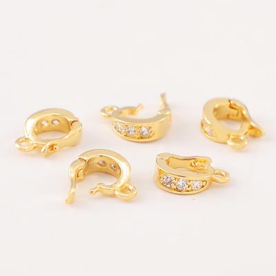 China Environmental Friendly Bracelet Connection Clasp 18K glod Plated Brass Clasp For Jewelry Making Accessories Micro Set Zircon Round Pendant Clasp for sale