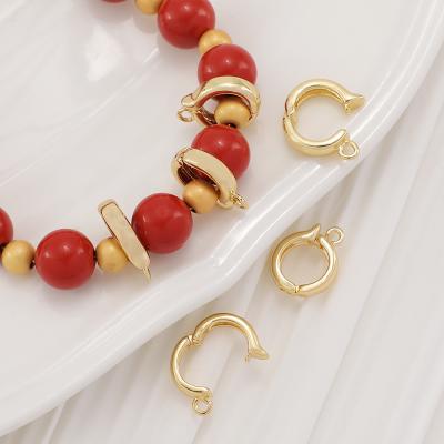 China Environmentally friendly universal buckle suitable for beads of real gold polished pearl necklace connectin brass plated clasp of various sizes accessories for sale