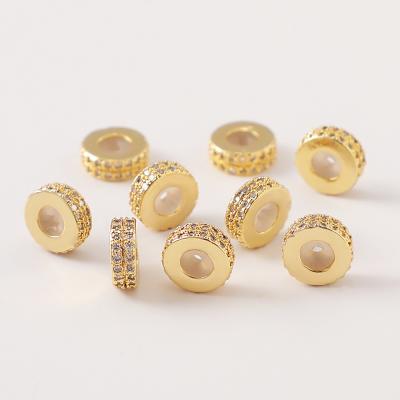 China Environmental Friendly Metal Gold Gear Side Spacer Beads For Jewelry Making 18K Gold Plated Crimp Bead Necklace Adjustable Positioning Beads for sale