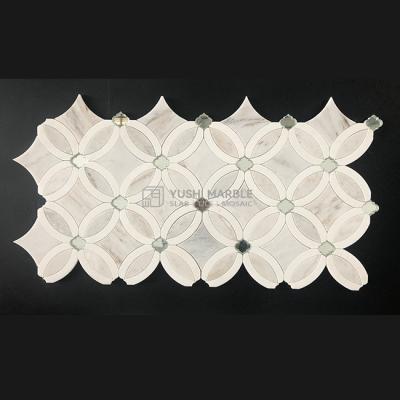 China Lexington Carrara Yushi Hexagon White Marble Mosaic Tile Modern Stone Marble Mosaic Tile for sale