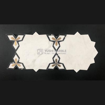 China Lexington White Marble Mosaic Tile Zen Scallop Yushi Marble Stone Modern Marble Mosaic Tile for sale