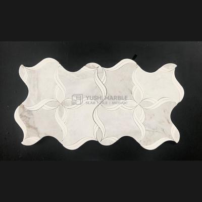 China Lexington White Marble Mosaic Tile Yushi Gold Calacatta Arabesque Stone Modern Marble Mosaic Tile for sale