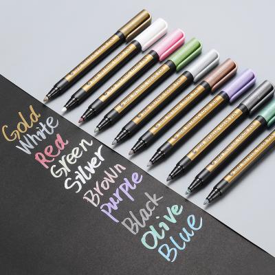 China Metallic Brush Pen Marker Pens Stationery Art Supplier Fabric Color 2MM Metallic Pen for sale