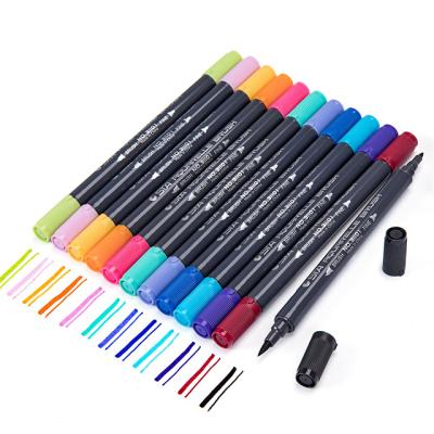 China Writing. Advertising.Promotion.Gift 12/24/36/48/80 Double Colors Competitive Price Seeds Art Drawing Brush Pen Watercolor Non-Toxic Pen Marker For Students for sale