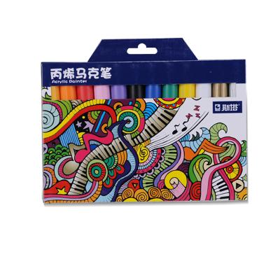 China Writing. Advertising.Promotion.Gift STA 12 Colors High Quality Waterproof Wine Glass Toggles DIY Painting Permanent Acrylic Marker Pens For Artist for sale