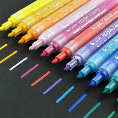 China Custom Logo Luxury 2MM Marker 12/24/28/36/48 Colors Drawing Pens Acrylic Paint Pens Acrylic Markers for sale