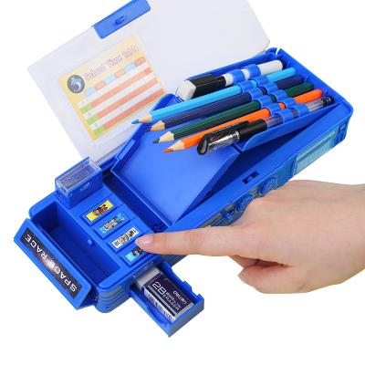 China Hot Selling Multi Function Amazone Children's Pencil Case Wholesale Price Combination Lock Pencil-Box for sale