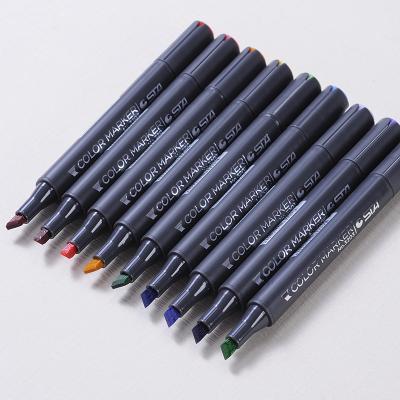 China Students/Artists Drawing Art Supplies 12 Color Dyed Sketch Markers Pen, Dual Lead Alcohol and Oil Art Marker Set for Students/Artists Drawing for sale