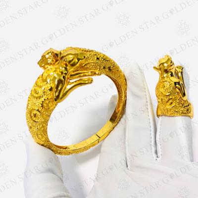 China Trendy Star Jewelry Dubai Gold Jewelry Set Gold Plated Bracelet and Ring Set African Gold Plated Jewelry for sale