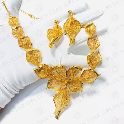 China Fashionable Star Gold Jewelry African Gold Color Dubai High Quality Luxury Gold Plated Jewelry Sets for sale