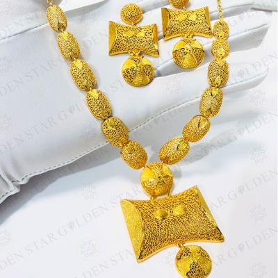 China Fashionable Jewelry Gold Custom Necklace Star Women Luxury Jewelry Set Gold African Jewelry With Earrings for sale