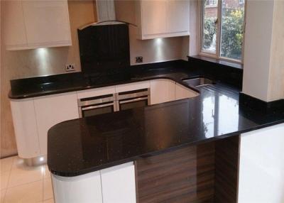 China Custom Made Black Sparkle Quartz Bathroom Vanity Tops For Home Kitchen / Shower Room for sale