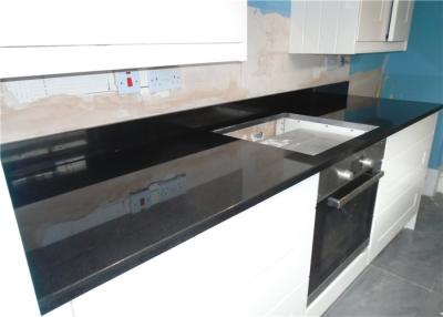 China Mid Black Engineered Stone Kitchen Countertops / Solid Surface Quartz Stone Benchtops for sale