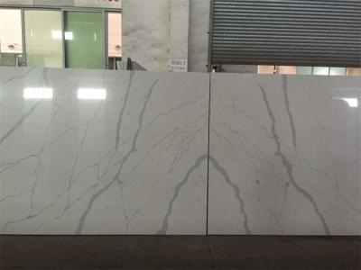 China Calacatta Pattern Artificial Quartz Stone Table Tops Marble Vein 3000 mm x 1400 mm for sale