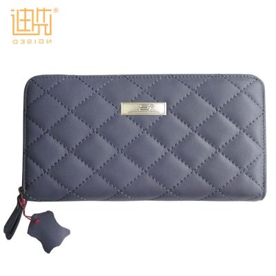 China Promotional Gift Wholesale Item China Sheepskin Diamond Quilt Striped Ladies Leather Wallet OEM Leather Wallet Women for sale