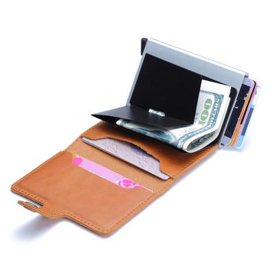 China Premium Universal Slim Automatic Mini Quantity Wallet RFID Identification Mini Aluminum Wallet Customized Card Holder for sale