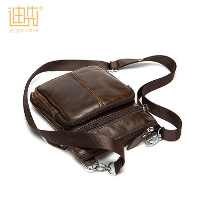 China Fasion promotional custom logo coffee color leather cross - body shoulder bag for men for sale