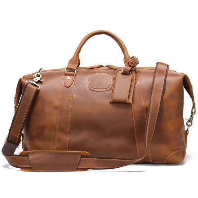 China High Quality Customize Genuine Leather Oversized Large Capacity Waterproof Fleece Tote Overnight Weekender Travel Bag for sale