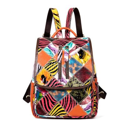 China Other New Women Backpack Personality Fashion Trend Color Genuine Leather Backpack Laptop Quilting Bag for sale