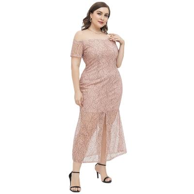 China New One Shoulder Viable Fashionable Dress Plus Size For Women High Quality Elegant Off-the-Shoulder Waist Slimmer Lady Lace Up Long Nightgown for sale