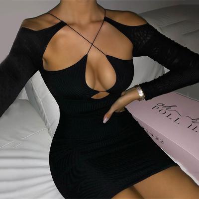 China 9232-1 New Women's Anti-wrinkle spring and summer suspender dress new women's fashion design sense girl backless hot temperament long-sleeved skirt for sale