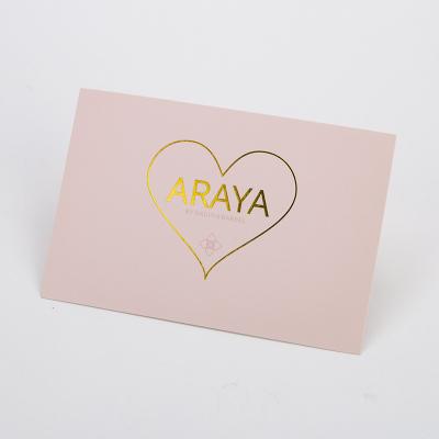 Cina 15x10cm ha personalizzato la carta rosa vi ringrazia carta con il logo della stagnola di oro in vendita