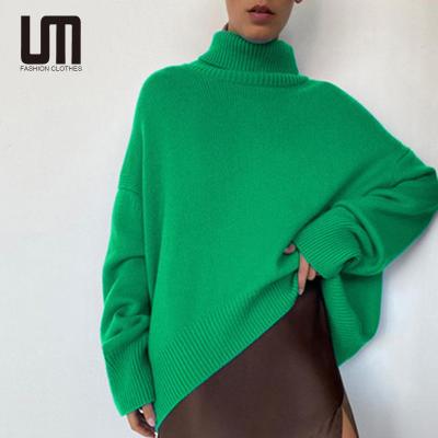 China 2022 Liu Ming Womens Clothing Turtle Neck Breathable Wool Sweater Loose Oversized Casual Knitted Sweaters for sale