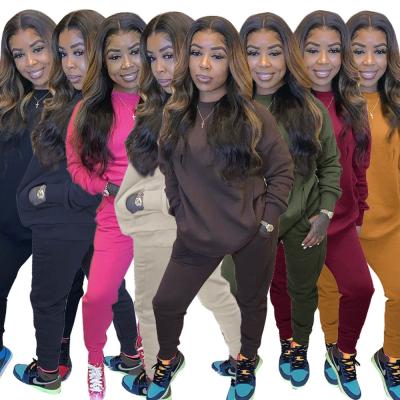 China 2021 Breathable Autumn Winter Thick Sweatshirt And Fashion Pants Suit Casual Tracksuit Set For Women for sale