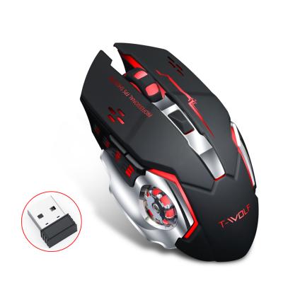 China 3D Thunder Wolf Q13 2.4GHz Wireless Mouse Rechargeable Silent Colorful Glowing White Mouse Gaming Mouse for sale