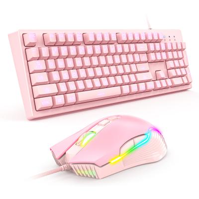 China ONIKUMA G25 RGB Metal Gaming Keyboard Mechanical Mouse Set Cute Pink CW905 6400 DPI K9 Cat Ear Headset Cable Mice For PC Laptop for sale