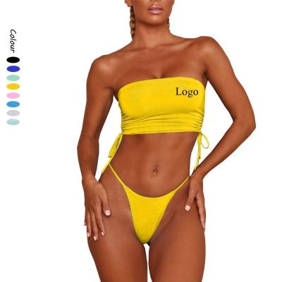 China Women's Breathable Sexy Bikini Set Strapless Bandeau Swimsuit Swimwear Bathing Swimwear Women Bathing Suits for sale