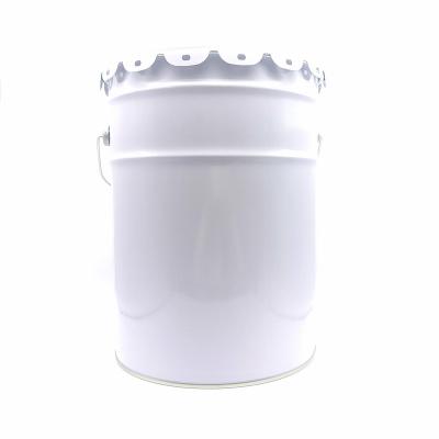 China Chemicals Pigments 20 Liter Flower Lid Paint Tapered White Coating Buckets Empty Tinplate 5 Gallon Metal Bucket for sale