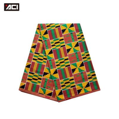 China 100% Anti-UV Cotton Kente Fabric Ghana African Real Wax Print Ankara Fabrics 6 Yards/Piece Kente Fabrics Ghana Veritable Real Wax for sale