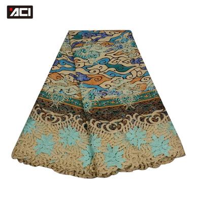 China 2022 New Arrivals Ankara Lace Fabric Wax 6 Yards African Wax Lace Fabric / Anti-Static African Piece For Dress for sale