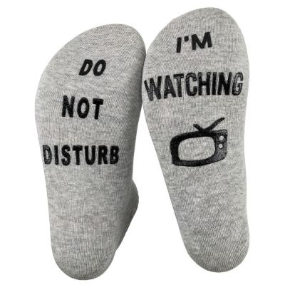 China Fashion Non-slip Non-slip Cotton Unisex Non-slip Socks - DON'T MIND ME TO WATCH TV Funy Letter Printed Crew Socks for sale